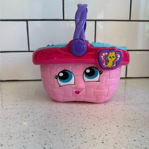 NWT LeapFrog Pink Toy Picnic Basket w/ Purple Handle 🧺💜 Interactive Learning Toy